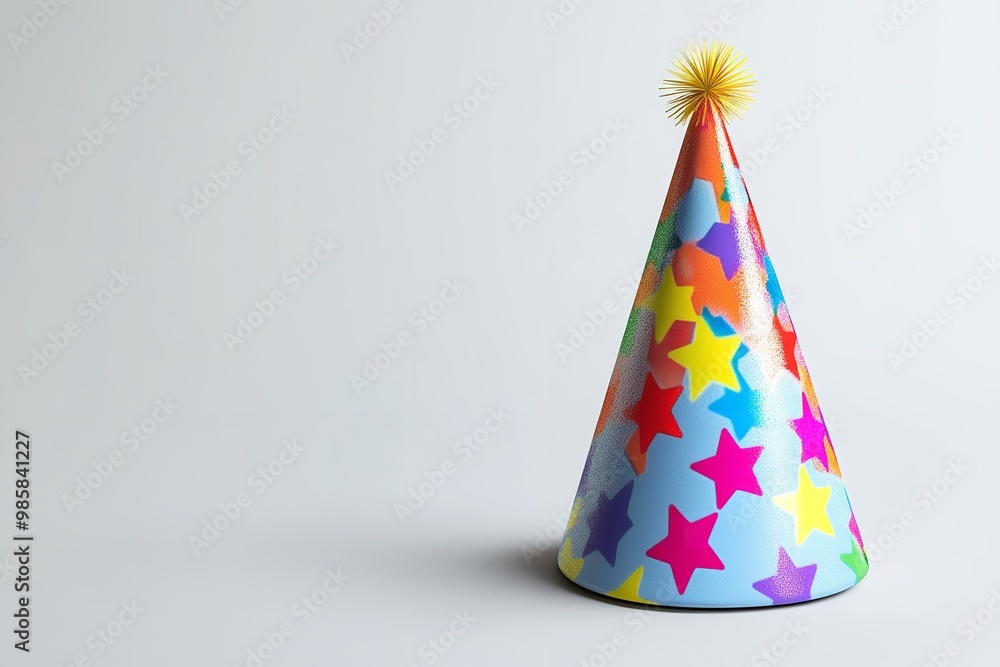 Rendering a birthday cap in 3D isolated on a white background. Generative Ai Rendering a birthday cap in 3D isolated on a white background. Generative Ai