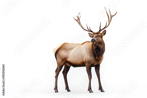 White background with a lone elk. Generative Ai