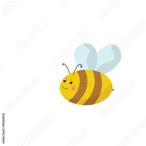 Cartoon bee mascot. A small bees flies. Wasp collection. Vector characters. Incest icon. Template design for invitation, cards. Doodle style