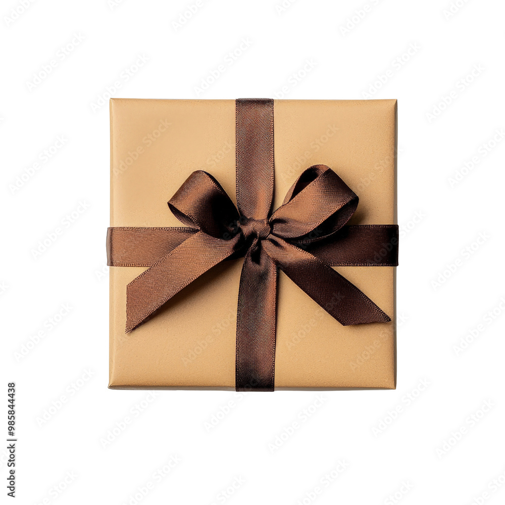 Gift box with ribbon on transparent background, PNG file, festive packaging Gift box with ribbon on transparent background, PNG file, festive packaging
