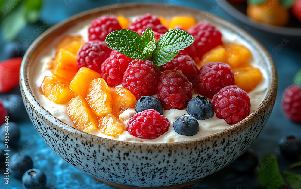 Fruit-Topped Delight: Creamy Yogurt Bowl Visual Fruit-Topped Delight: Creamy Yogurt Bowl Visual
