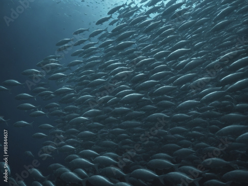 Underwater view of a school of fish, Deep Sea, Ocean photo