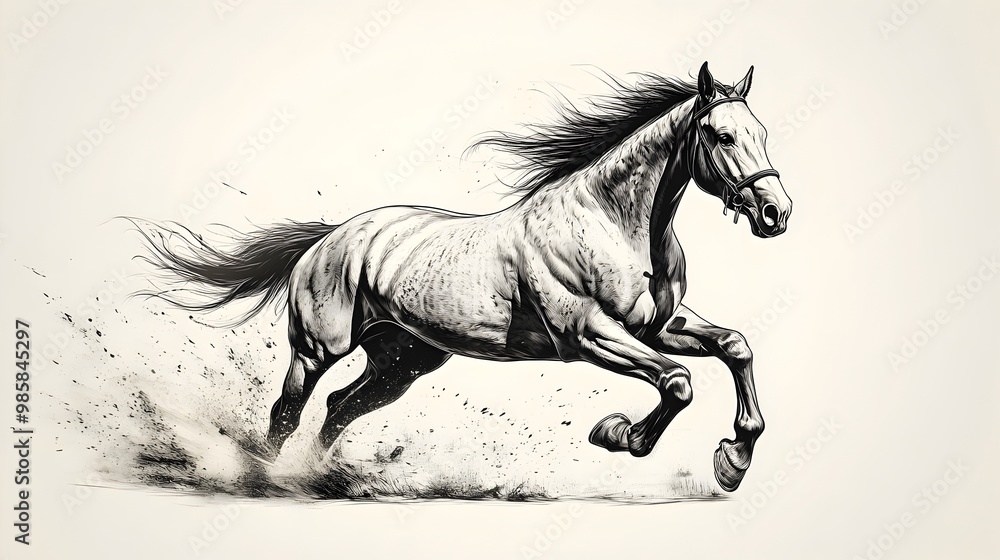 Powerful outline of a galloping horse representing speed power and grace in equestrian themes