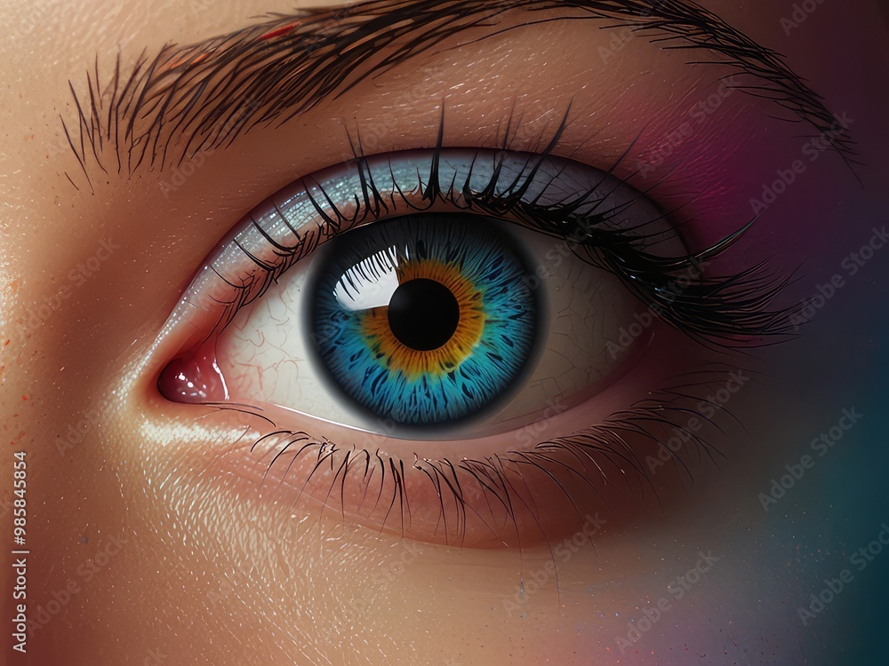 Fototapeta premium 3d close up of a female eye,eye of the girl,close up of eye