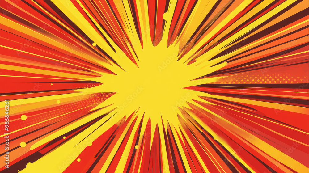 Red yellow pop art retro background cartoon lightning blast radiance vector illustration Red yellow pop art retro background cartoon lightning blast radiance vector illustration