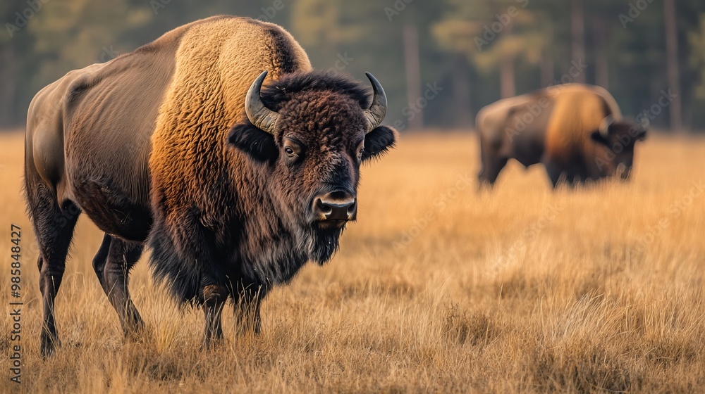 The American bison, also known as the American buffalo, is the largest terrestrial mammal in North America. These massive animals stand tall and proud, with a distinctive hump on their back The American bison, also known as the American buffalo, is the largest terrestrial mammal in North America. These massive animals stand tall and proud, with a distinctive hump on their back