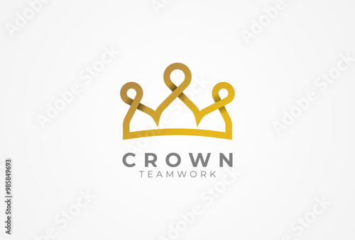 Crown People logo design.  group community human forming a crown icon Logo template element. vector illustration