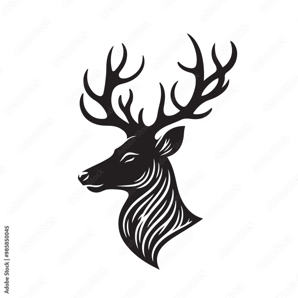 A drawing of a deer head A drawing of a deer head