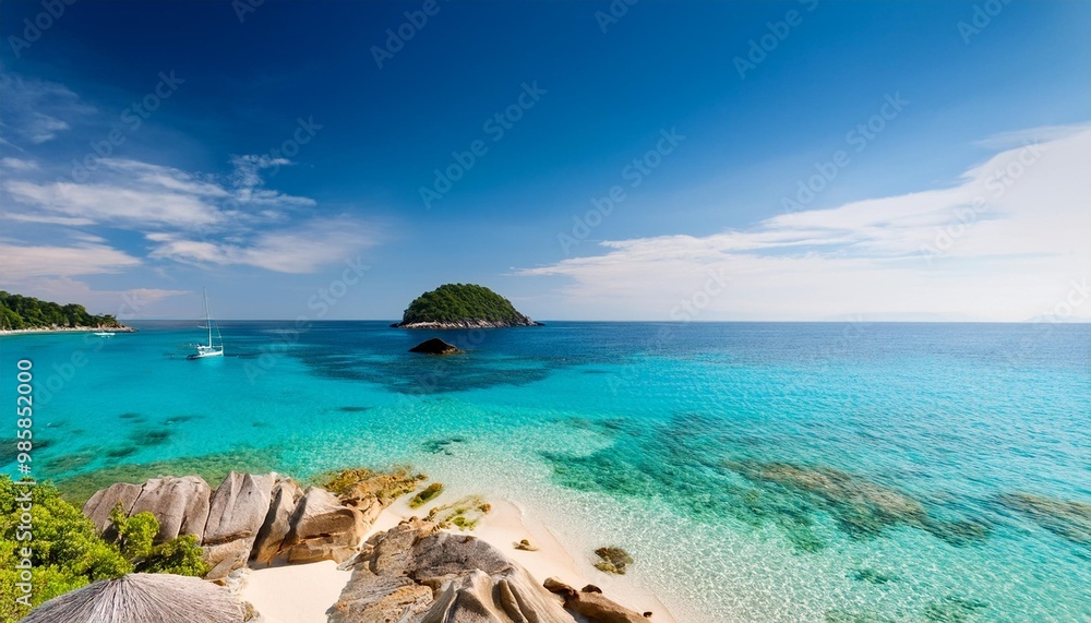 Naklejka premium Isolated beaches with crystal-clear water.