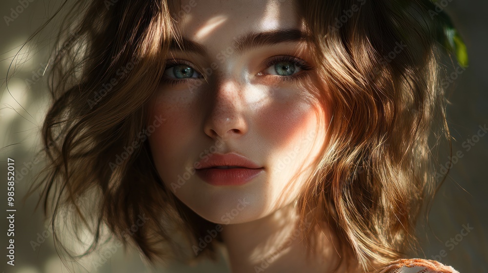 photograph of Portrait of stunning pretty woman with chiseled features, fair skin, telephoto lens summer daylight cool color photograph of Portrait of stunning pretty woman with chiseled features, fair skin, telephoto lens summer daylight cool color