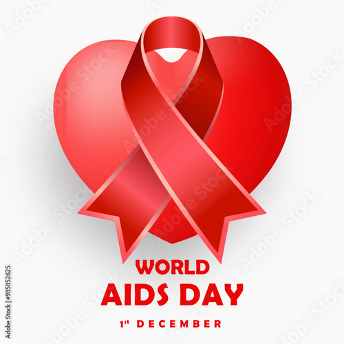 World aids day in realistic style with heart background