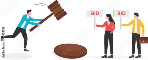 The concept of auction, public auction bidders, bidders, buyers and auctioneers

