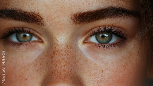 Close-Up Portrait of a Woman's Eyes with Freckles