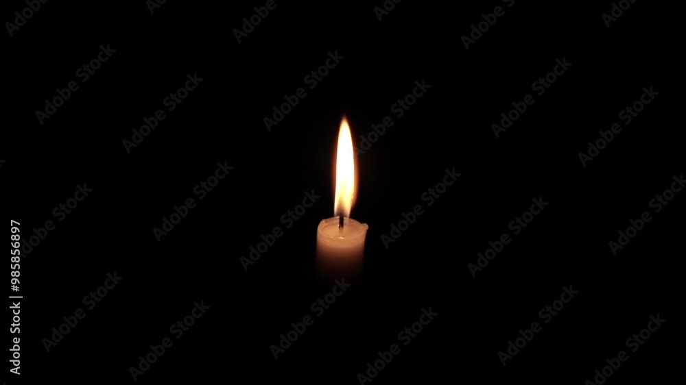 Taper Candle Burning in Darkness Taper Candle Burning in Darkness