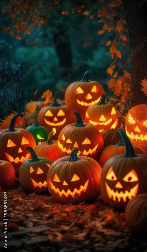 Fototapeta premium halloween pumpkin or jack o lantern