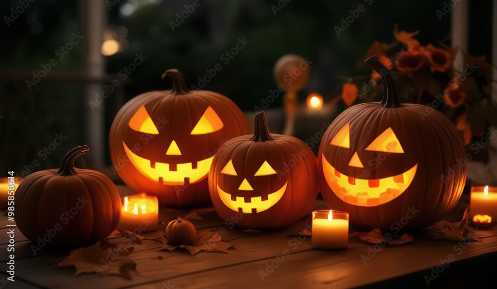 Fototapeta premium halloween pumpkin or jack o lantern