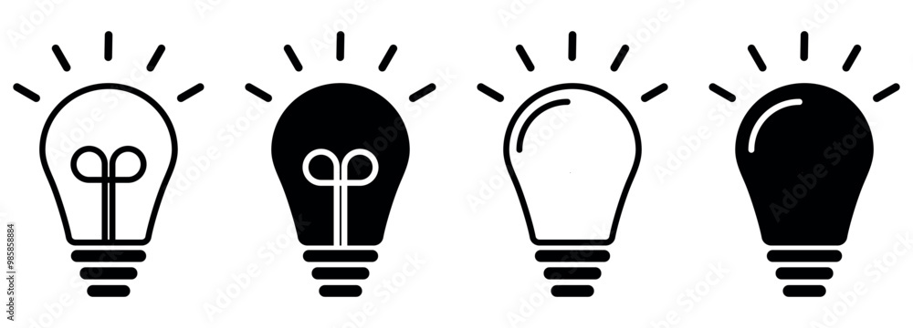 Set of icons related to Evolution of Bright Ideas. A Visual Metaphor of Innovation and Creativity. Vector illustration isolated on white background. Set of icons related to Evolution of Bright Ideas. A Visual Metaphor of Innovation and Creativity. Vector illustration isolated on white background.