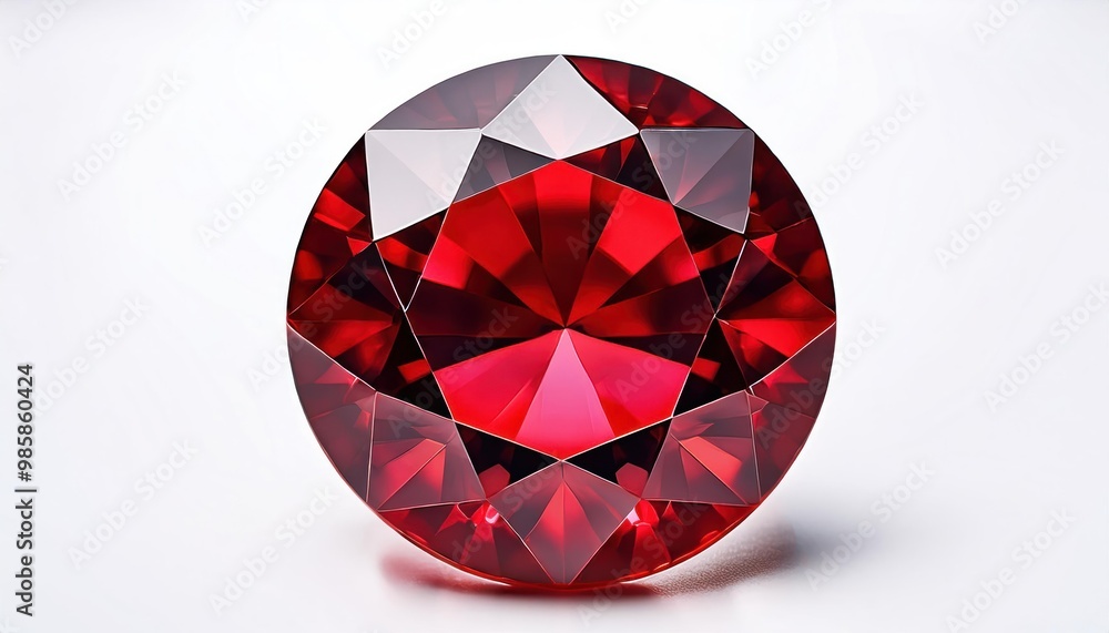 Red Ruby Gemstone Round Cut Isolated on White Background Red Ruby Gemstone Round Cut Isolated on White Background