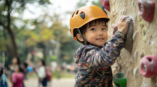 boy, climbing, rock, safety, helmet, playground, outdoor, equipment, asian, wall, people, blurred, adventure, activity, fun, sports, nature, youth, exercise, children, leisure, thrill, summer, challen photo