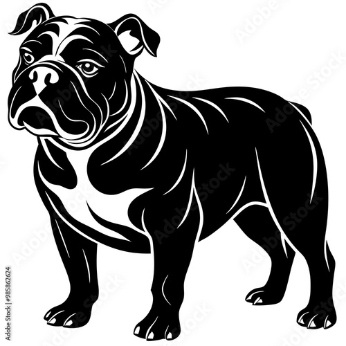 Bulldog silhouette vector illustration on white background