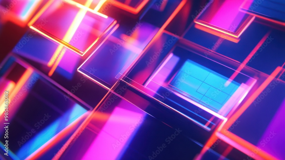 Dynamic collage of neon shapes, digital effects, and vibrant colors, perfect for tech-inspired advertisements. Dynamic collage of neon shapes, digital effects, and vibrant colors, perfect for tech-inspired advertisements.