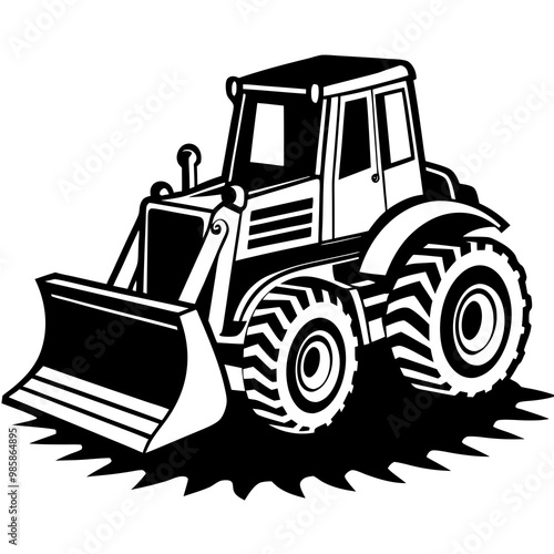 Bulldozer silhouette vector illustration on white background