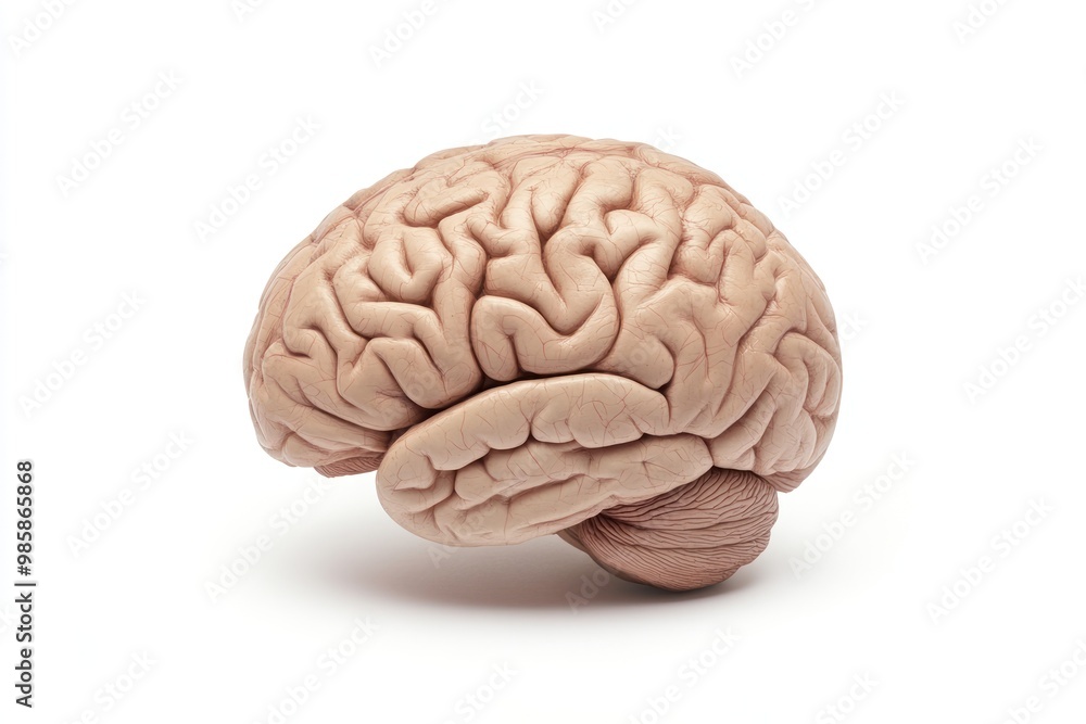 Brain activity on solid white background, single object Brain activity on solid white background, single object