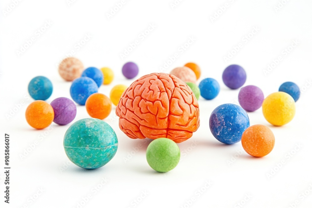 Obraz premium Brain and cognitive therapy on solid white background, single object