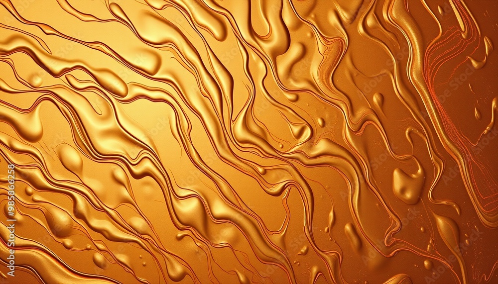 Dynamic molten surface in bronze with vibrant blue highlights, expressive and fluid, artistic representation Dynamic molten surface in bronze with vibrant blue highlights, expressive and fluid, artistic representation