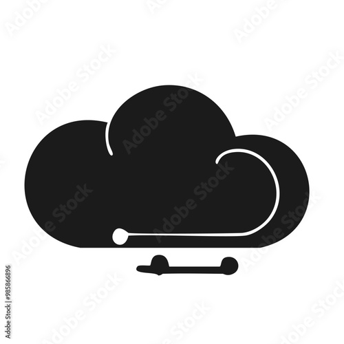 Cloud computing icon. Black clouds vector.