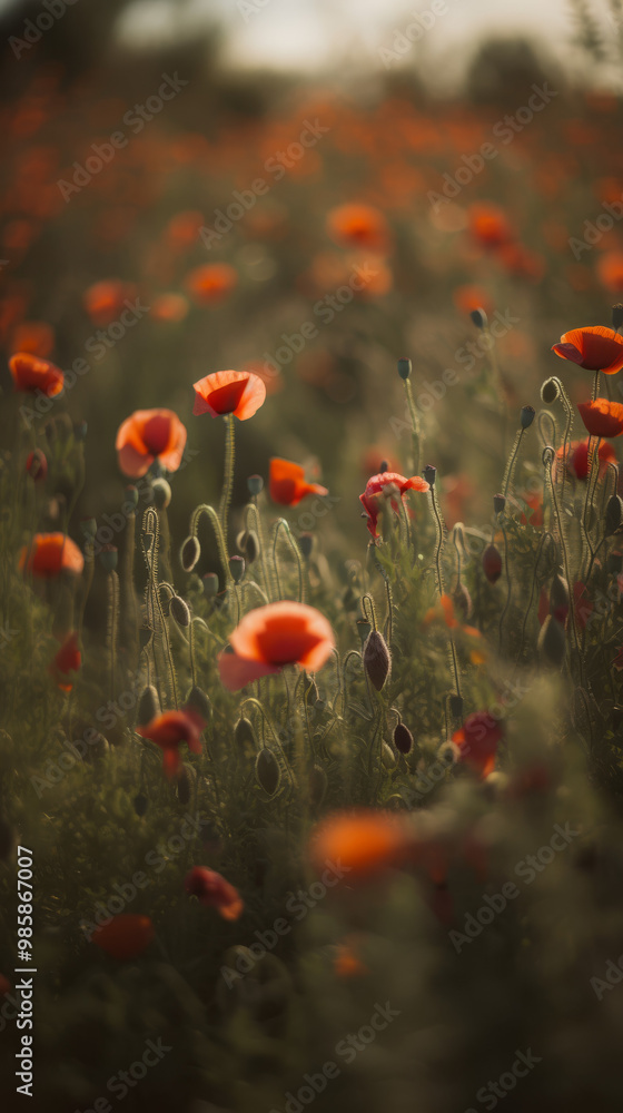 Obraz premium photo of a field of poppies, Lensbaby art lens
