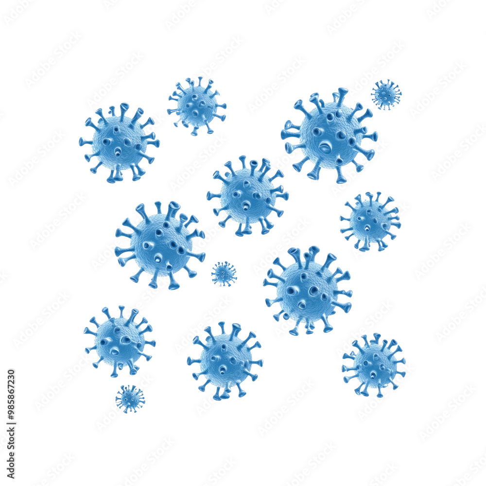 Blue Virus Cells Isolated on Black Background Blue Virus Cells Isolated on Black Background