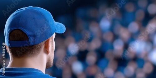 Crowd of people at a sporting event in the stadium is blurry.