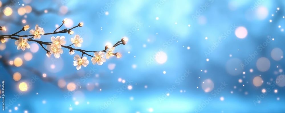 Background of blurry lights twinkling amongst tree branches. Background of blurry lights twinkling amongst tree branches.