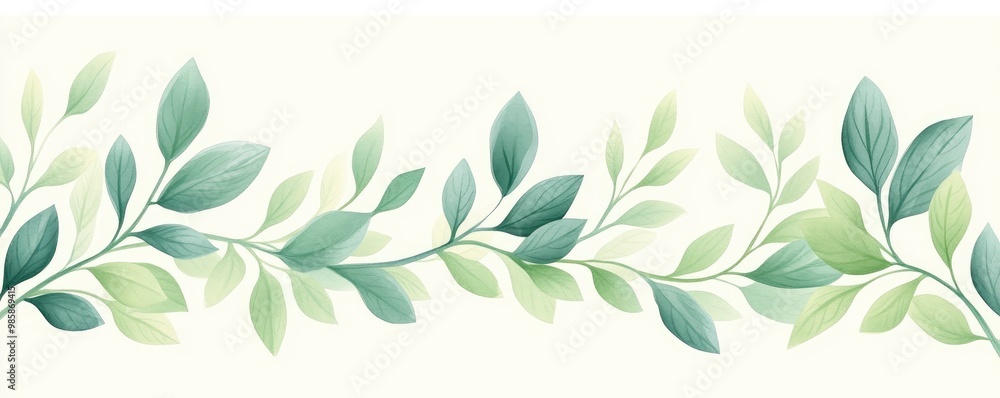 Fototapeta premium Botanical leaf wallpaper art on white bazckground