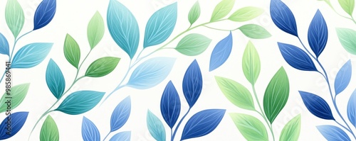 Botanical leaf wallpaper art on white bazckground