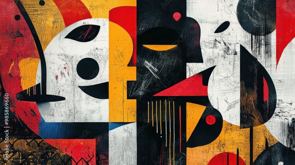 Naklejka premium Abstract Geometric Composition in Vibrant Colors