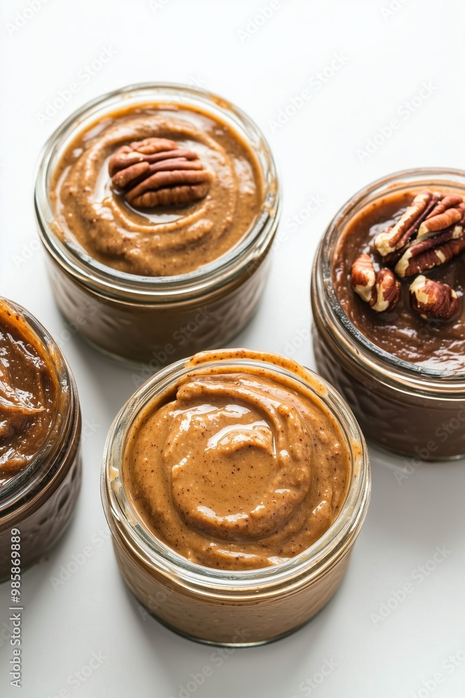 Photo of a different nut butter,almond butter, peanut butter, and cashew butter,walnut butter, pistachio butter, and hazelnut butter open to reveal the creamy textures.
Photo of a different nut butter,almond butter, peanut butter, and cashew butter,walnut butter, pistachio butter, and hazelnut butter open to reveal the creamy textures.
