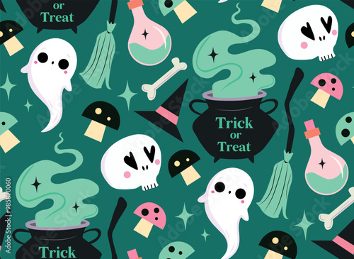 Halloween scary cute vactor pattern 