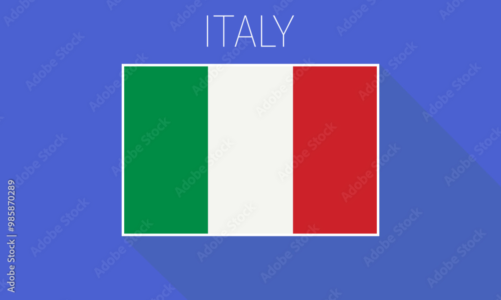 Flag of Italy with text label. Vector illustration with long shadow Flag of Italy with text label. Vector illustration with long shadow