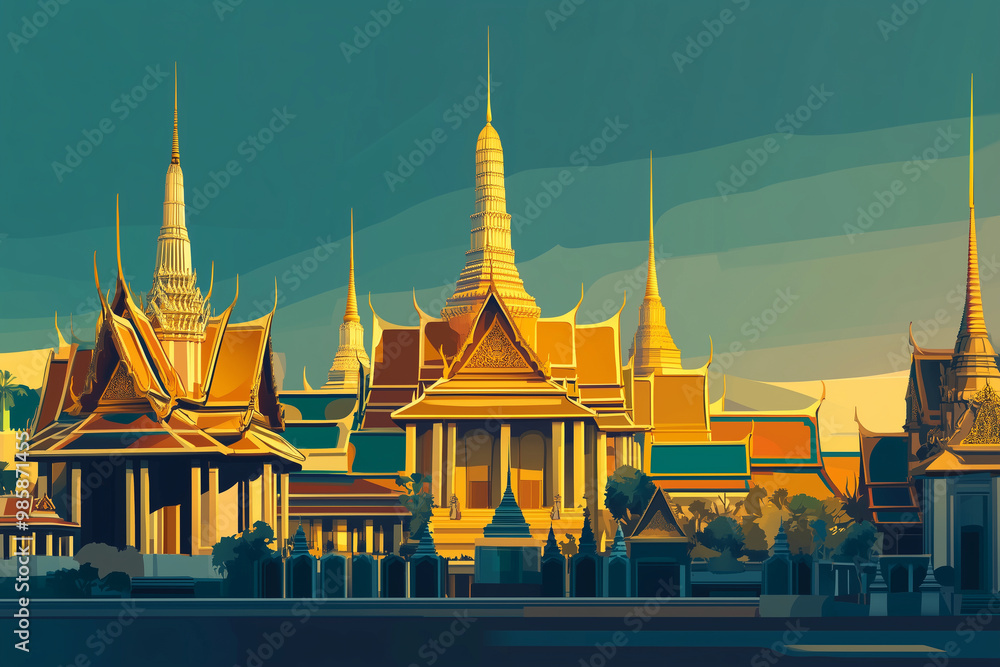 Naklejka premium The photo illustrates of Thailand attraction's famous view for traveling 