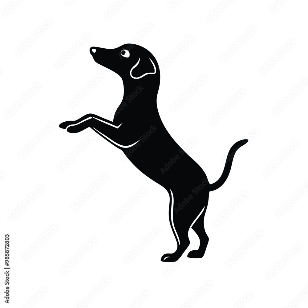 a dog on hind legs, vector silhouette, on a white background, a dog on hind legs, vector silhouette, on a white background,