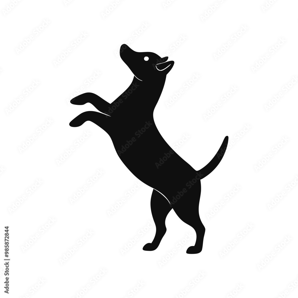 a dog on hind legs, vector silhouette, on a white background, a dog on hind legs, vector silhouette, on a white background,