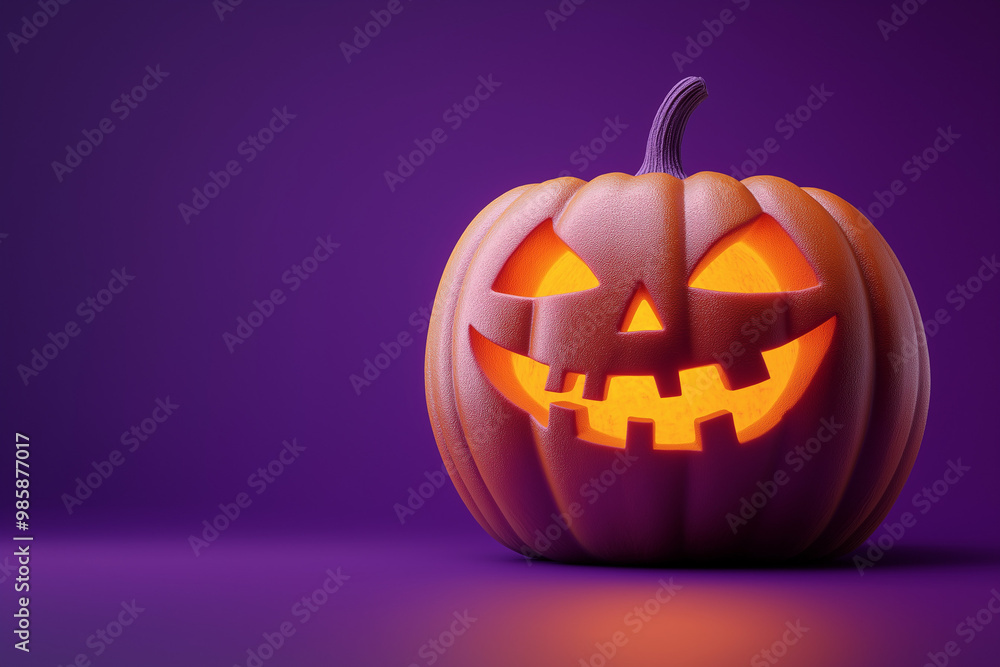 3D Halloween pumpkin ghost on purple background 3D Halloween pumpkin ghost on purple background