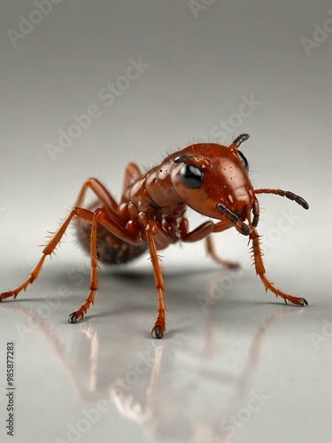 3D render of a fire ant with prominent mandibles, isolated on white.