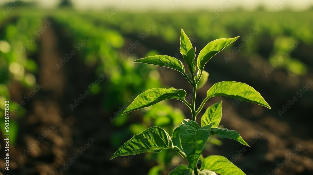 A close-up shot of a vibrant green plant growing in a field, showcasing the beauty of agriculture in India. This image represents growth, nature, sustainability, and the promise of a bountiful harvest A close-up shot of a vibrant green plant growing in a field, showcasing the beauty of agriculture in India. This image represents growth, nature, sustainability, and the promise of a bountiful harvest