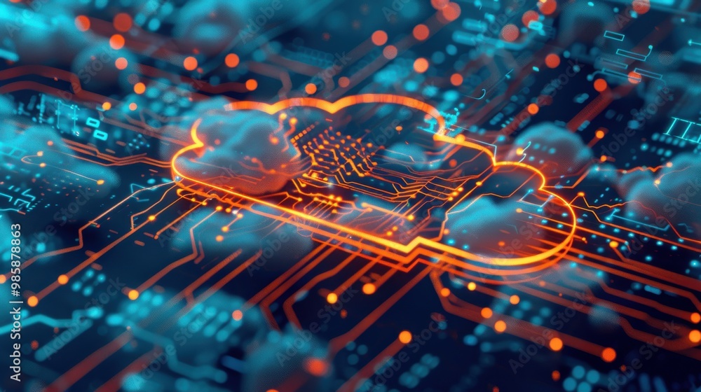 Digital Cloud with Circuit Board Integration Digital Cloud with Circuit Board Integration