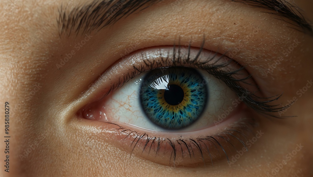 A striking blue eye with intricate details, ideal for artistic or medical use. A striking blue eye with intricate details, ideal for artistic or medical use.