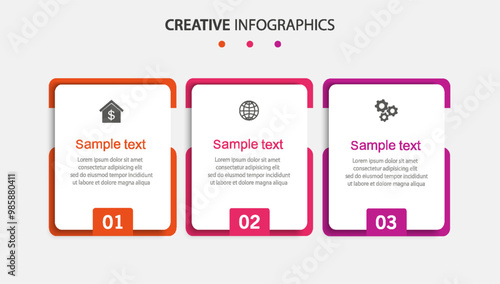 Infographic design template with icons and 3 options or steps. Can be used for process diagram, presentations, workflow layout, banner, flow chart, info graph	