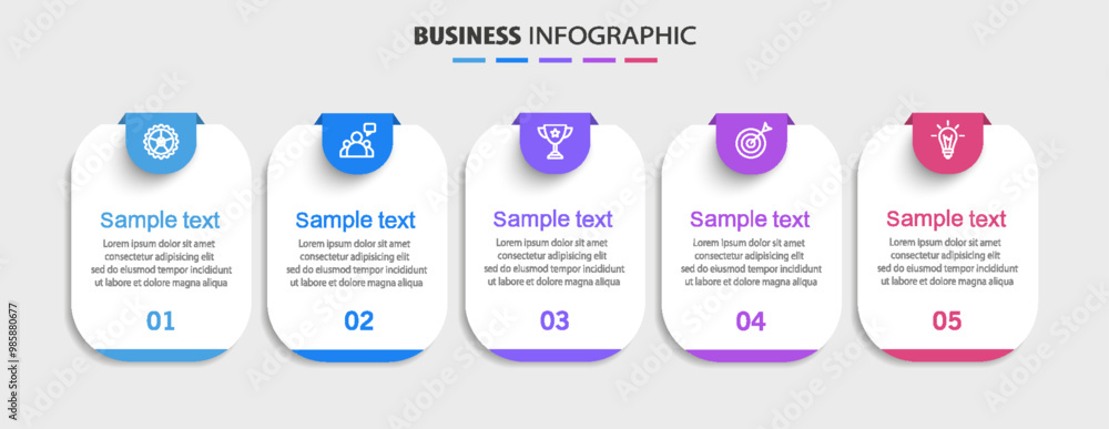 Business infographic template with 5 options or steps. Can be used for workflow layout, diagram, annual report, web design Business infographic template with 5 options or steps. Can be used for workflow layout, diagram, annual report, web design